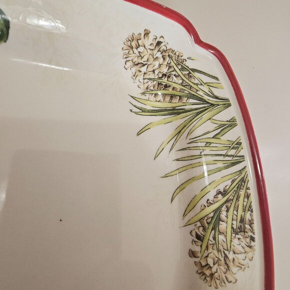 Heritage Rectangular Serving Platter 14.5" Christmas holiday pinecone charcuteri - Picture 3 of 10